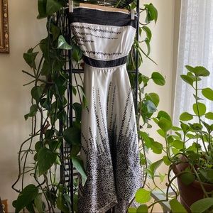 Silk strapless flowy dress